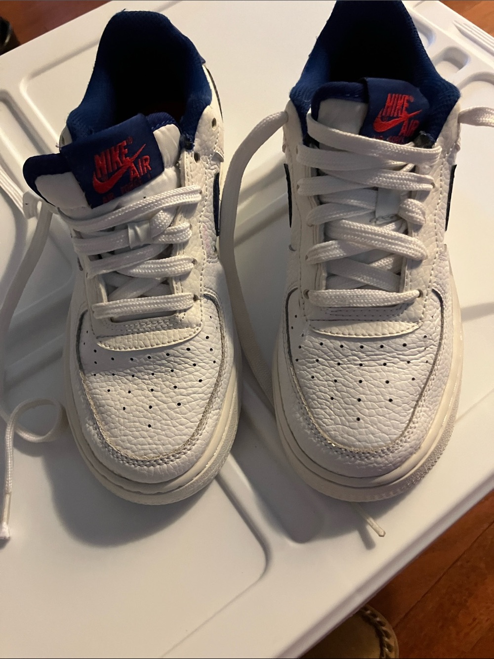 Nike Kids White and Navy Low-Top Sneakers